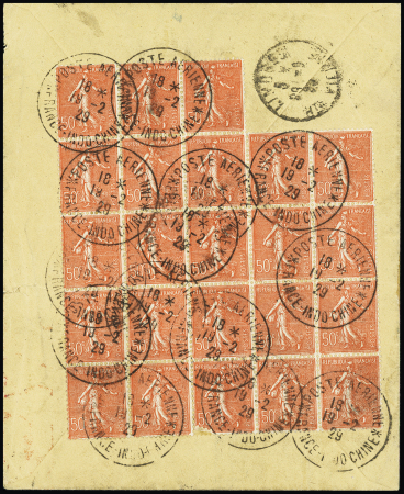 19.2.1929 Raid Paris-Saïgon du dragon d'Annam (piloté par Costes, Bellonte et Codos, accidenté à Bondy). 542 lettres ont été oblitérées par erreur dans diverses villes de France : les timbres ont été revêtus d