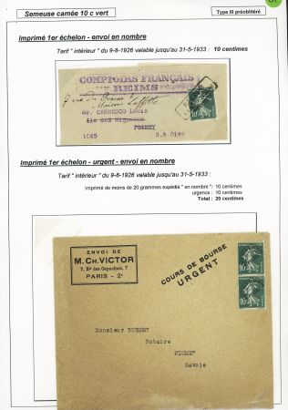 12 plis divers AFF n°159 dont n°159 OBL Suisse "Lausanne - gare exp. Lettres" (1924) sur entier carte postale réponse 20c Semeuse brun, n°159 + 140 OBL Chalons sur Marne au tarif levée exceptionnelle. Lot varié. TB