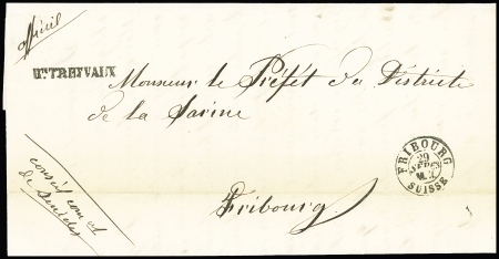 28. September 1863 - Ortsfaltbrief von Frobourg mit