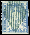 10Rp. blau, weissrandig, mit schwarzblauer Raute zentrisch