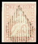 15Rp. rosa, weissrandig, Bogenecke oben links, zentriesch