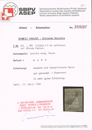 5Rp. mattgraubraun, weissrandig, mit schwarzer Raute