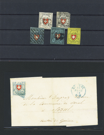 1850 Kl. Auswahl Rayonmarken, dabei Orts-Post und Poste