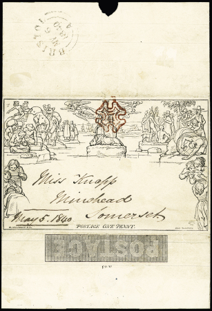 FIRST DAY OF THE MULREADY LETTERSHEET1840 (May 6) 1d