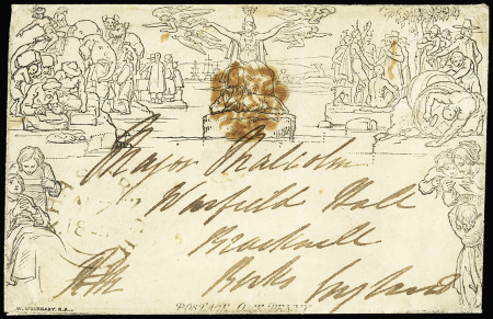 1840 (Aug. 7) 1d Mulready lettersheet, forme 1, stereo