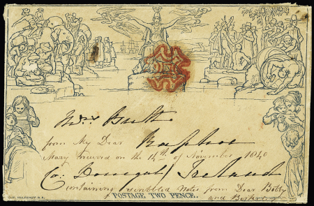 1840 (Nov. 13) 2d Mulready lettersheet, stereo A196,