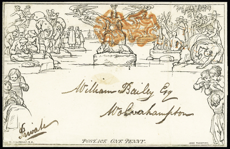 1840 (July 24) 1d Mulready lettersheet, cancelled by