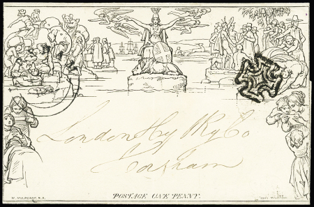 1842 (Feb. 14) 1d Mulready lettersheet, forme 1, stereo