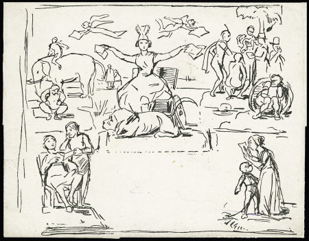 1840 Thackeray imitation of the Mulready, unused, very