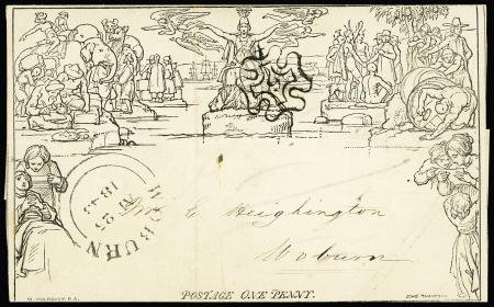 1843 (April 24) 1d Mulready lettersheet, stereo A65