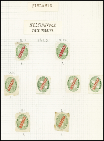 1866-81, Helsinki Local Post collection on four old-time