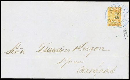 1859-62 1/2r orange, large margined example with right