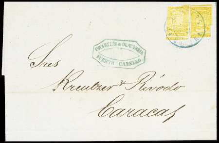 1859-62 1/2r Orange, two singles (spectacular uneven