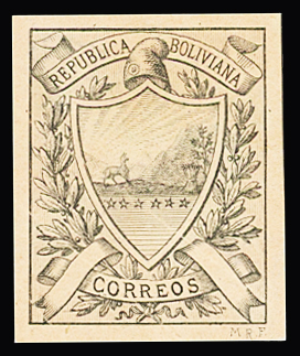 1863-64 Riester essays, design showing mountain at