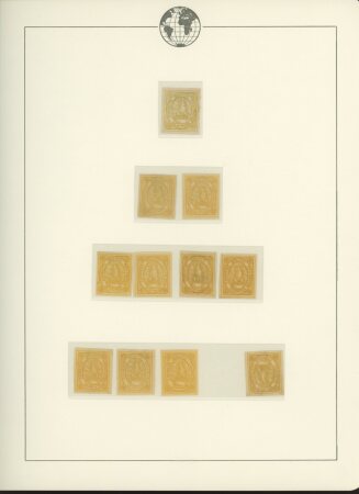 1867-68 50c Yellow, assembly of 18 mostly unused singles