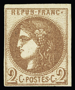 N°40Aa 2 c. chocolat, neuf charnière invisible. TB.