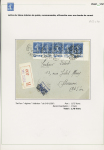 n°192, bloc de 10 extrait du carnet 192 C1 dont la bande supérieure de 5 timbres avec fort décalage du piquage vers le haut - on joint une bande horizontale de 5 du n°192 avec pub Gibbs sur une lettre recommandée. T