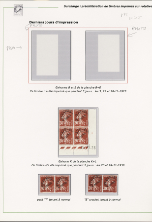 N°60, 30c bleu, 2 blocs de 4 avec coin daté 28.11.25