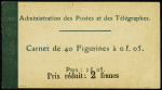 Carnet n°137 C2 avec surcharge violette "prix réduit à 0F05". TB, cote 1200€
