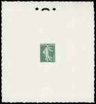 5c Semeuse vert-épreuve sans valeur faciale avec perforation de l'Atelier du Timbre. TB