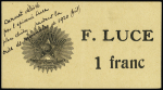 Carnet monnaie de necessité : F.Luce 1 francs contenant 18 timbres n°137. RR et TB