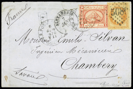FRANCE/EGYPT, 1870 (5 Jan.) Small envelope from Ismaïla