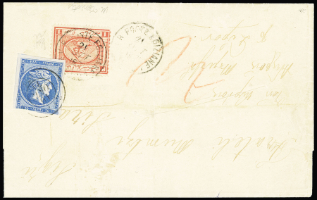 GREECE/EGYPT, 1871 (21 Oct.) Folded cover from Volo
