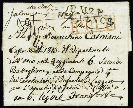 1813 Exceptionnel double déboursé : Lettre de Florence