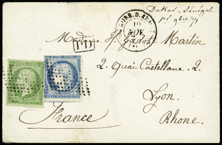 Lettre écrite de Dakar 01.11.1871 pour Lyon avec Napoléon