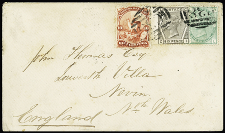 1876 Mixed franking with 10c Peru + GB 6d grey & 1s