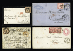1860-1871, Group of 15 covers with various frankings