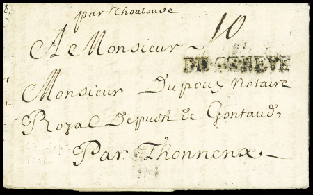 23. September 1696 - Genf nach Tonneins - Faltbrief