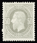 1869-78 50c grey, never hinged and well centered, superb,