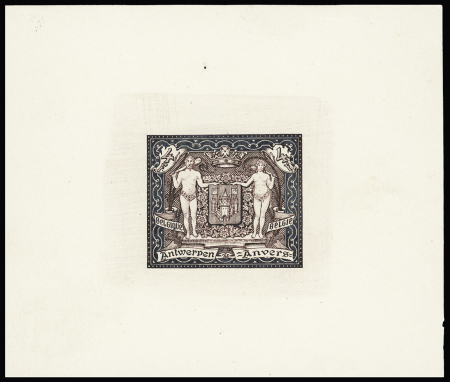 1930 Antwerp min.sheet, black and brown coin proof