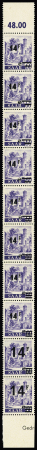 1947 SAAR I issue: The exceptional group of 60 stamps showing the proofs of the overprints 
