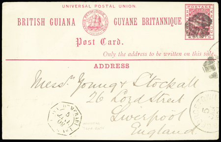 FRENCH PACKET : 1880 2c Postal Stationery card from