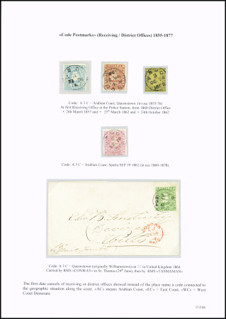 CODE POSTMARKS: Selection of ten stamps and one cover,
