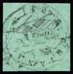 1850-51 8c Black on green, Townsend Type A, with initials