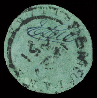 1850-51 8c Black on green, most probably Townsend Type