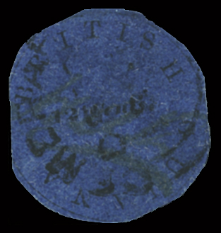 1850-51 12c Black on indigo, probably Townsend Type