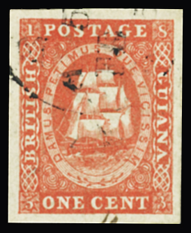 1c Vermillon, larger margins and brillant shade. lightly