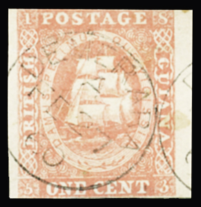 1c Dull red, second stone, type A, barely touched at