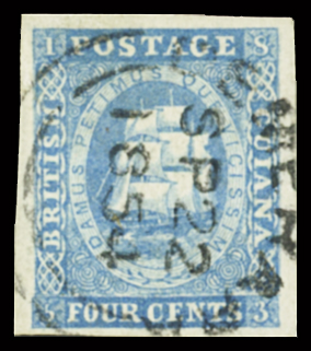 4c Deep blue, large margins, used with neat central