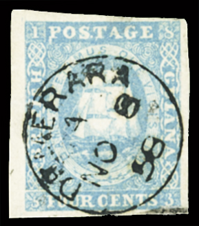 4c Blue, three neatly used examples with good margins