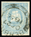 4c Blue, three neatly used examples with good margins