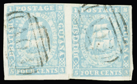 1860 Figures framed 4c Blue, horizontal pair showing