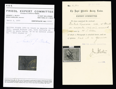 4 cents Black on magenta, initials by the postal clerk