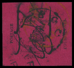 4 cents Black on magenta, position 3, with initials