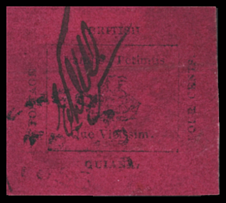 4 cents Black on magenta, position 3, with initials