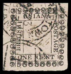 1c Black and rose, type 11, (R3/2) with "1" for "I"